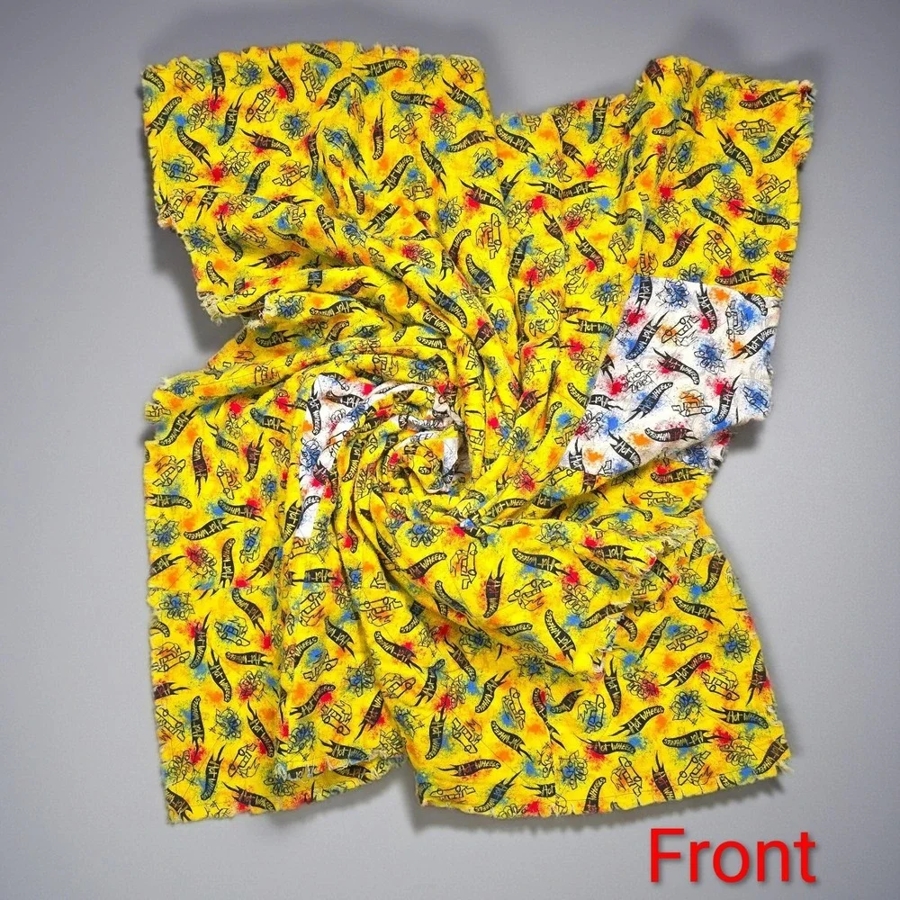 Hot‎ Wheels Logo Quilt Blanket Handmade Cotton 55x45 Y2K Vintage Collector